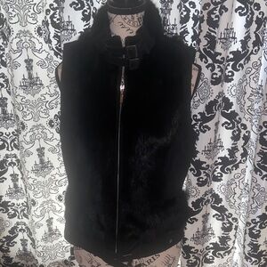 Nygard Black suede faux fur vest  
 Buckle and studded detail sz 8